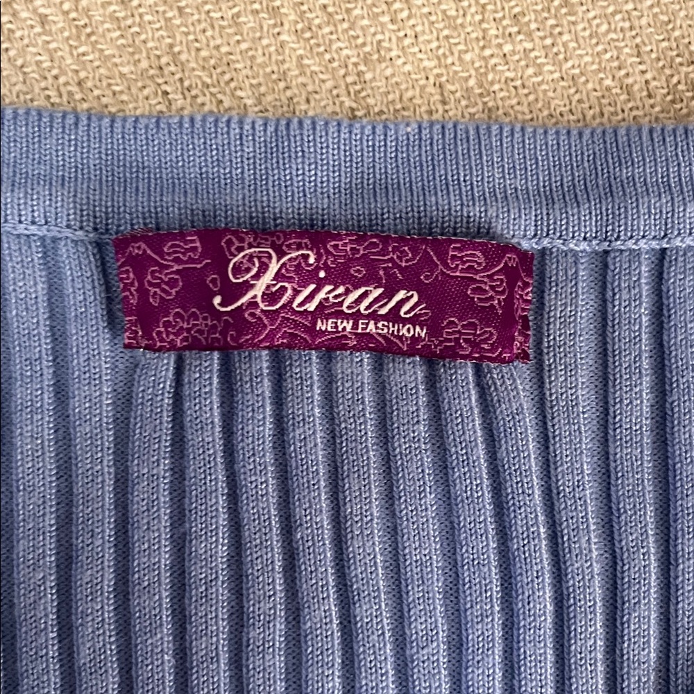 Light Blue Ribbed Sweater - Picture 3 of 4